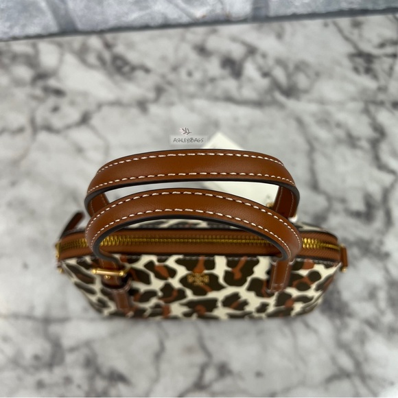 Tory Burch Emerson Printed Dome Satchel Crossbody In Leopard Print - Picture 7 of 11